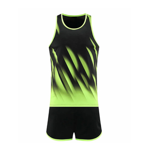 Conjunto Deportivo Unisex sin Mangas, Negro con Degradado Verde Neón, Impresión Digital, Transpirable, Cintura Elástica - Product Image 3