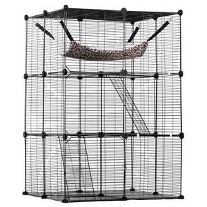 Large 3-Tier 28 X 28 X 41\" Metal Wire <b>Cat</b> Playpen 360° Rotating <b>Hammock</b> for Indoor <b>Cats</b> Premium Pet Cage - Product Image 1