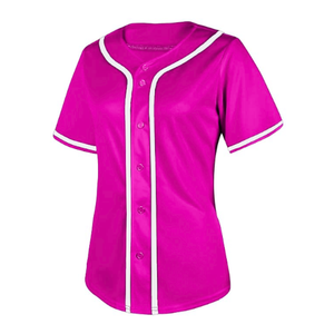 เสื้อเบสบอลสีชมพูสำหรับผู้หญิงขายดี เสื้อเจอร์ซีย์ซอฟต์บอลแบบติดกระดุม แขนสั้น สไตล์ฮิปฮอป เสื้อผ้ากีฬา - Product Image 2