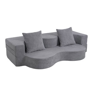 Modern Convertible Foldable Full Foam <b>Sofa</b> Bed Modular <b>Floor</b> Couch Velvet Fabric Living Hotel Apartment - Product Image 2