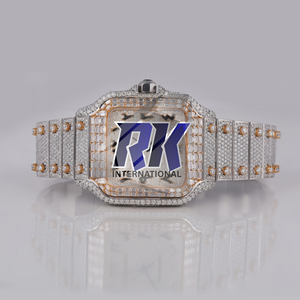 Reloj de Lujo para Hombre con Diamantes Moissanite, Cuarzo, Correa de Acero Inoxidable, Esfera Analógica, Visualización de Fecha y Cierre Plegable - Product Image 3