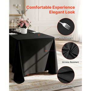 Set di 6 Tovaglie Rettangolari Nere 70 X 120 Pollici, Riutilizzabili, Lavabili in Lavatrice, Antimacchia e Resistenti alle Pieghe - Product Image 3
