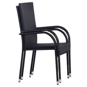 Set da Pranzo in Rattan Sintetico Nero con Acciaio Verniciato a Polvere e Vetro per Uso in Giardino - Product Image 4