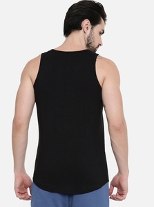 Camiseta sin Mangas Negra para Hombre, Estampada, Cuello Redondo, Estilo Casual, 100% Algodón, Tejido Transpirable - Product Image 2