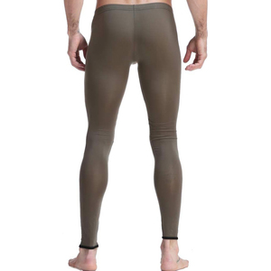 Men's Solid Full Length Leggings Elastic Waist Knitted Spandex Nylon <b>Stretch</b> All Seasons Basic Style - Product Image 5