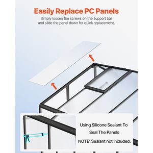 Serre de jardin en polycarbonate de style Alumi Pavilion 8 x 12 pieds avec 2 fenêtres de ventilation et porte à charnières, serre extérieure - Product Image 5