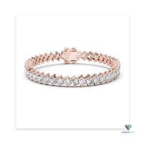 7.52 CT Rose <b>Gold</b> Emerald Cut Lab Grown Diamond Tennis Bracelet in 14K <b>Solid</b> <b>Gold</b> - Product Image 6