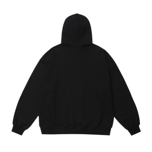Sudadera con Capucha Negra para Hombre, Talla Grande, Algodón French Terry, Estampado, Bolsillo, Estilo Casual Otoñal, Diseño con Logotipo Frontal - Product Image 2