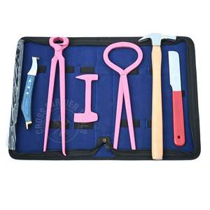 Kit complet d'entretien des sabots de cheval : Testeur de sabots, Couteau à sabots à embout en laiton, Marteau à sabots, Lisseur de sabots et Pince à sabots - Product Image 1