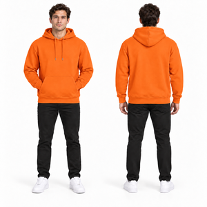 Custom Men's Navy Blue Hooded Sweatshirt Regular Fit Cotton Fleece Casual Pocket Design Winter Eco-Friendly Breathable - Product Image 6