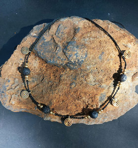 Handmade Black Macrame Gold Spiral <b>Necklace</b> Adjustable <b>Boho</b> Ethnic Healing Statement Jewelry Women - Product Image 5
