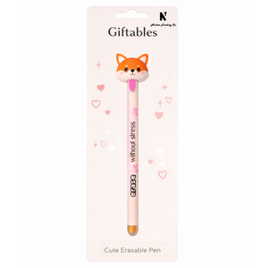 Trendy Nicher Cute Fox Pull-Out Tongue Erasable <b>Kids</b> Student Party Office Blue/Black Gel Pen Novelty Ballpoint Pen - Product Image 1