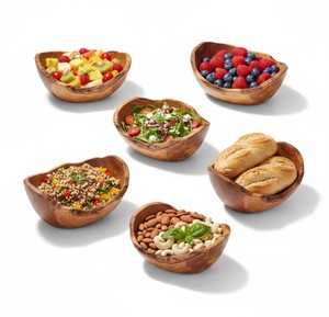 Ensemble de bols à sauce rustiques en bois d'acacia, petits bols décoratifs ronds en bois personnalisés pour hôtels, vente en gros, usines d'artisanat et événements. - Product Image 2