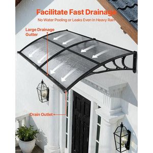 Tettoia per Porta d'Ingresso Esterna 38 X 78 Pollici con Staffa in ABS per Protezione da Pioggia, Neve e Sole, con Funzioni di Drenaggio - Product Image 2