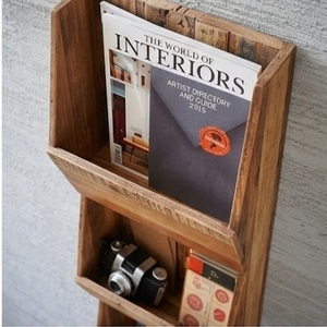 Wooden <b>Wall</b> <b>Mounted</b> Storage <b>Shelf</b> Double Tier Rustic Style For Living Room Neatening And Organization - Product Image 1