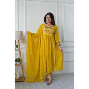 Hermosa ropa india y pakistaní Elegante ropa de fiesta Top Bottom Dupatta Set - Product Image 3