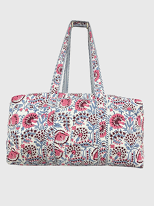 Sac de voyage en tissu brodé floral bohème, grande capacité, fermeture éclair, poignée souple - Product Image 1