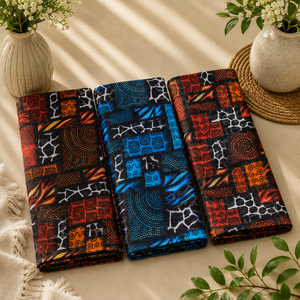 Tissu imprimé numérique en voile de coton 100% sudanais Toub |   Tissu pour vêtements à imprimé abstrait multicolore, style traditionnel - Product Image 1
