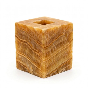 Jarrón de ónix color miel ámbar en forma de cubo, hecho a mano, minimalista, para una sola flor, bloque de piedra, decoración de oficina, decoración del hogar, decoración de hospitales, decoración de hoteles - Product Image 2