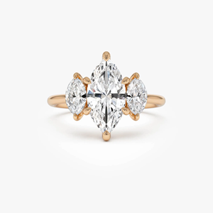 Bague de fiançailles en platine avec diamant taille marquise, style classique pour femme, diamant blanc naturel certifié GIA couleur D, bijoux - Product Image 3