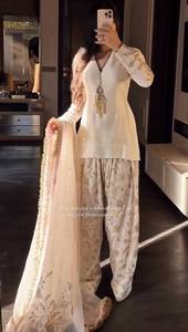 InCotton.M Elegant <b>White</b> Faux Georgette <b>Lehenga</b> Choli Embroidered Dupatta Women's Wedding Wear India Pakistan Regular Fit - Product Image 3