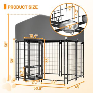 Cuccia per Cani da Esterno Resistente 1.29m x 1.16m x 1.47m, Protezione per Tutte le Condizioni Atmosferiche, Gabbia in Rete Saldata con Chiusura di Sicurezza, Misura XL - Product Image 2