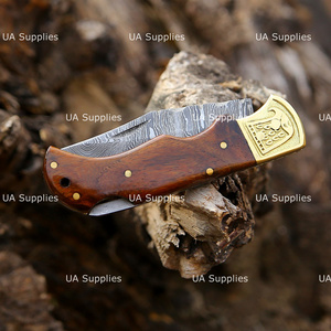UA Supplies High End Industrial Grade Engraved Eagle Brass Accents Rosewood Handle OEM Damascus Steel Folding <b>Knife</b> <b>Knife</b> - Product Image 3
