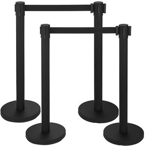 6 Postes de Acero Inoxidable Negros Retráctiles de 36 Pulgadas para Control de Acceso en Interiores y Exteriores - Product Image 5