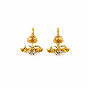 Pendientes de Diamantes Florales de Oro Amarillo de 18 Quilates para Mujer, Acabado Pulido, Diseño de Alta Gama, para Uso Diario, Fiestas, Bodas, Regalo, Joyería - Product Image 3