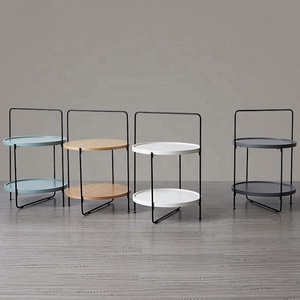 Table basse ronde en métal moderne de luxe avec double rangement meubles de salon portables de couleur variable - Product Image 5