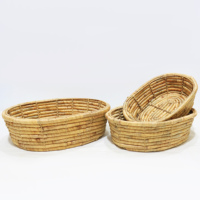 Panier de rangement multi-usages en jonc de mer tressé Artex Dong Thap Vintage Circle, fabriqué au Vietnam, confectionné avec précision pour la maison