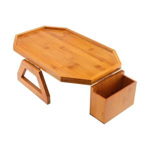 Bandeja Plegable de Bambú para Sofá con Organizador para Control Remoto y Caja de Almacenamiento para Uso en Baño - Product Image 1