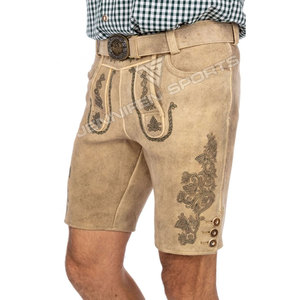 Traje de Lederhosen Alemán para Hombre, Pantalones Cortos de Cuero de Cabra Genuino, Disfraz para el Festival de la Cerveza Oktoberfest Bávaro - Product Image 3