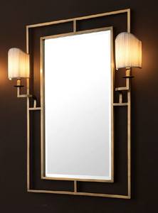 Minimalistic Modern iron Rectangular <b>Framed</b> Wall <b>Mirror</b> Decorative <b>Gold</b> Finish for home hotel restaurant - Product Image 4