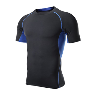 T-shirt de sport slim fit de haute qualité pour hommes, t-shirts de compression pour l'entraînement en salle de sport, col rond, musculation masculine, compression pour l'entraînement - Product Image 3