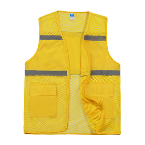 เสื้อกั๊กนิรภัยตาข่ายสีดำคุณภาพสูง PUFFIN SPORTS แบบ OEM สั่งทำได้ ขายส่ง พร้อมแถบสะท้อนแสงและกระเป๋าสำหรับชุดทำงาน - Product Image 5