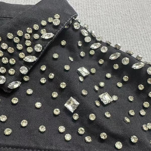 New Style Custom Color Men's Denim <b>Jackets</b> Stand Collar Front Logo High Quality Quick Dry Breathable Denim <b>Rhinestone</b> <b>Jacket</b> - Product Image 3