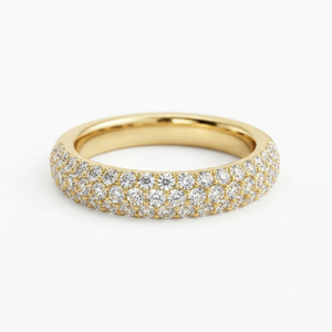 Anillo de Boda de Oro Sólido de 14K de Lujo, con Incrustaciones de Diamantes de Moissanita en Media Eternidad, 3 Filas, Micro Pavé, Joyería Fina para Mujer - Product Image 3