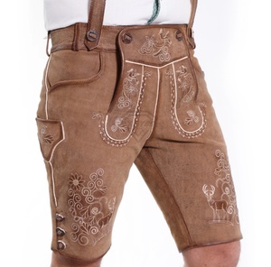 Pantalones Cortos Lederhosen Tradicionales Bávaros para Hombre, Duraderos, Elegantes, con Diseño Moderno, Decoración Bordada, Material de Cuero - Product Image 3