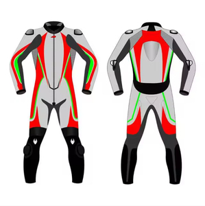 Combinaison de course moto homme personnalisable avec logo, noire et bleue, manches longues, coupe-vent, toutes saisons, en Spandex et Nylon, respirante - Product Image 3
