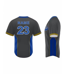 Custom Two-Button Baseball Jersey Breathable Quick Dry Anti-Bacterial V Neck Plus Size <b>Polyester</b> Mesh Printed Softball <b>Shirt</b> - Product Image 2