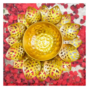 ขาตั้งจานโลตัสแบบหลายชั้นทันสมัย ทำจากเหล็กตีลาย พร้อมชามอูร์ลีและวงแหวนตกแต่ง สำหรับวางบนโต๊ะในงานเทศกาล ทำด้วยมือ - Product Image 6