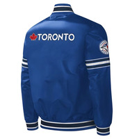 Blouson bomber long bleu pour homme, imprimé sur le devant, col mandarin, poignets rayés, simple boutonnage, coupe-vent, réversible