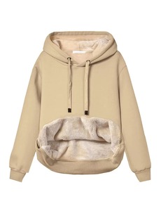 Women's <b>Sherpa</b> <b>Lined</b> <b>Hoodie</b> Pullover Sweatshirt with Pockets Loose Fit Hooded Jacket for Casual Winter Wear - Product Image 4