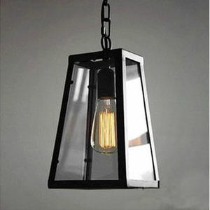 Lámpara de Techo Retro de Hierro Forjado Estilo Americano con Marco Cuadrado de Vidrio, para Cafetería, Restaurante, Barra de Bar, Personalizable - Product Image 4