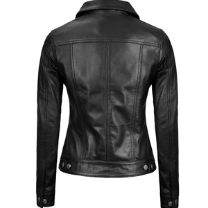 ELEGANT CORPORATION Women's <b>Winter</b> <b>Leather</b> <b>Jacket</b> with Zipper Closure Breathable & Quick Dry Polyester Filled - Product Image 3