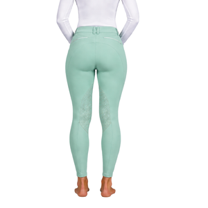 Leggings d'équitation vert menthe pour femme, taille haute, extensibles, avec grip en silicone et assise intégrale, pour l'entraînement - Product Image 2