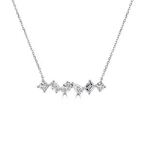 Collier pendentif barre géométrique en diamant multi-coups de coupe, or massif 14K 18K, fermoir mousqueton classique, chaîne de 18 pouces pour superposition, bijoux fins - Product Image 5