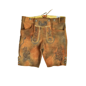 กางเกงหนังแพะแบบดั้งเดิมจากเทือกเขาแอลป์สำหรับผู้ชาย ชุดพื้นเมืองบาวาเรียแบบคลาสสิกสำหรับงานเทศกาล พร้อมงานปักอย่างประณีต - Product Image 2