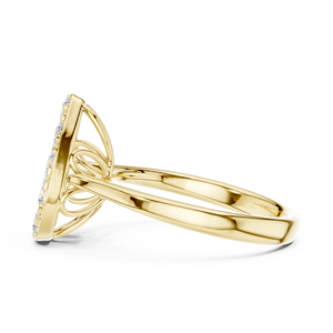 Yellow <b>Gold</b> Pear Shaped Multi Stone Cluster Lab Grown Diamond Statement <b>Cocktail</b> <b>Ring</b> Pavé Setting Women's Fine Jewelry - Product Image 3